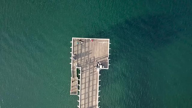 rounding drone on wellington point jetty Brisnane Queensland Australia.
