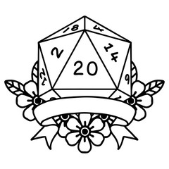 natural 20 critical hit D20 dice roll illustration
