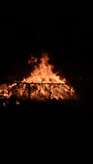 fire burning in the fireplace