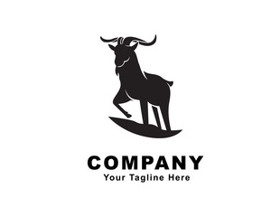 Standing goat long horn logo design inspiration