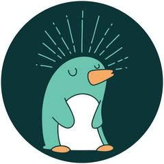 icon of tattoo style happy penguin