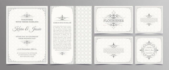 Vintage style vector design invitation card with a white background 