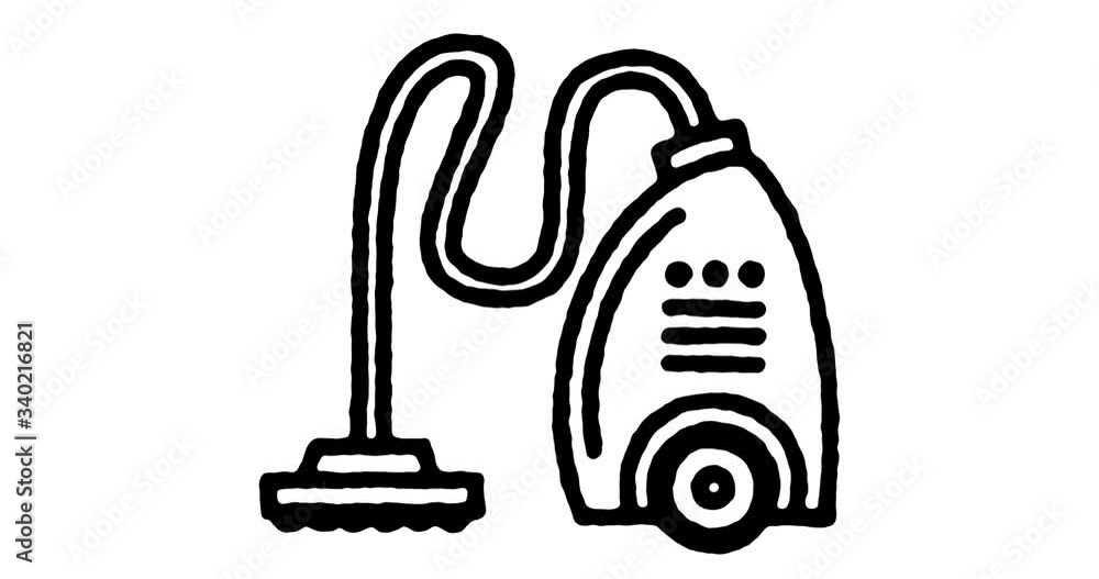 Poster hand drawn line icon animation for auto cleaning to use as video design element. minimalistic symbol