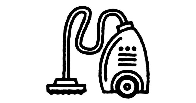 Hand drawn line icon animation for auto cleaning to use as video design element. Minimalistic symbol made for motion graphic, can be used as loop item, has alpha channel.