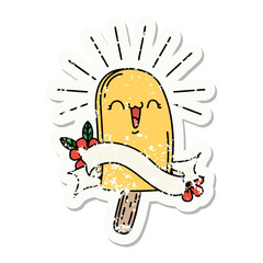 grunge sticker of tattoo style ice lolly