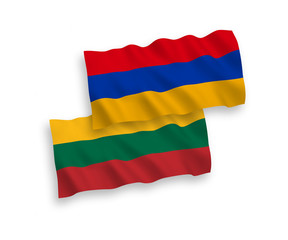 Flags of Lithuania and Armenia on a white background