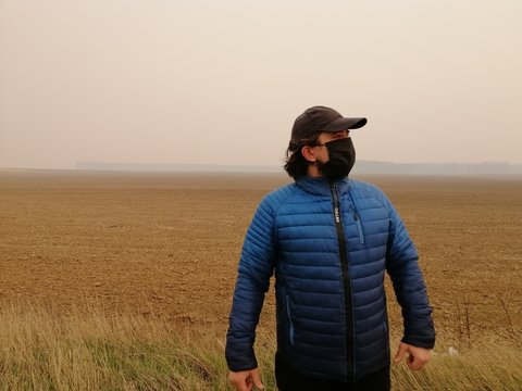 Consequences of the Chernobyl fire. The result of the crime of grass arsonists from a Ukrainian village. Environmental disaster.
