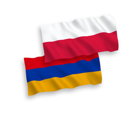 Flags of Armenia and Poland on a white background