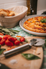 
Homemade pizza and quality ingredients vertical