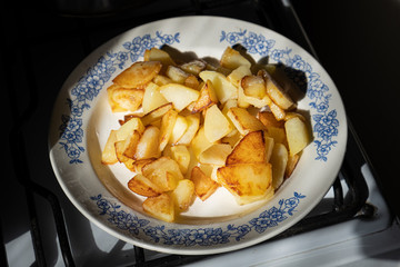 Plate of fried potato