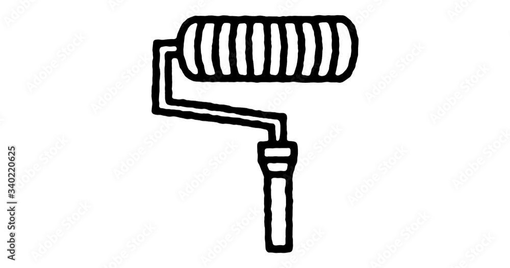Poster hand drawn line icon animation for painting and decorating to use as video design element. minimalis