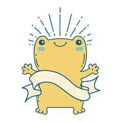 banner with tattoo style happy frog