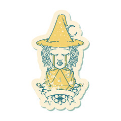 crying elf mage character with natural one dice roll illustration