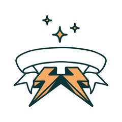 tattoo with banner of lightning  bolt