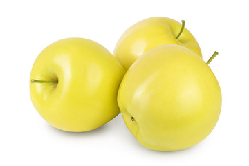 yellow apple isolated on white background with clipping path and full depth of field