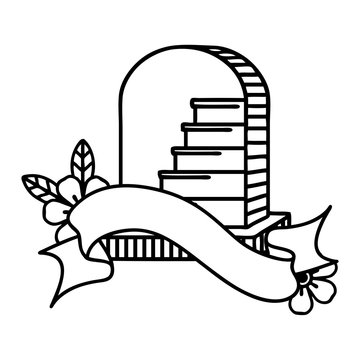 recommend clip art: black linework tattoo with banner of a grave stone