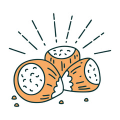 traditional tattoo style hazelnuts