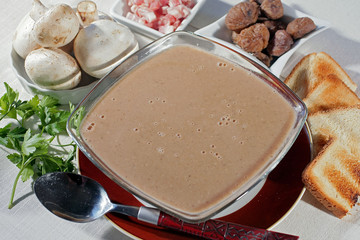 Potage aux marrons,celeri et champignon
