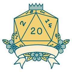 natural 20 critical hit D20 dice roll illustration