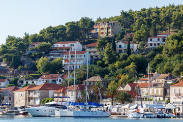 SUCURAJ / CROATIA - AUGUST 2015: View to the bay of small Sucuraj town on Hvar island, Croatia