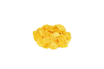 Potato chips on the white background.