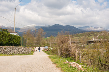 hiking in the mountains