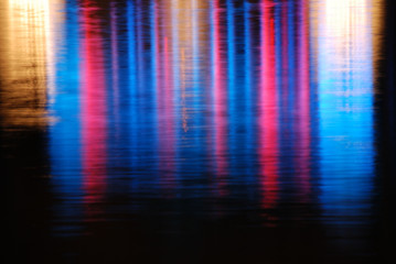 Multicolored lights background on water