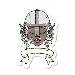 elf fighter character face with banner illustration