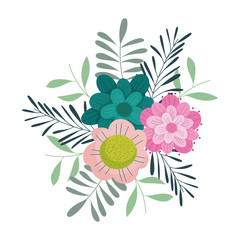 flowers leaves foliage nature decoration isolated icon