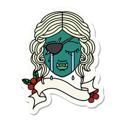 crying orc rogue character face sticker
