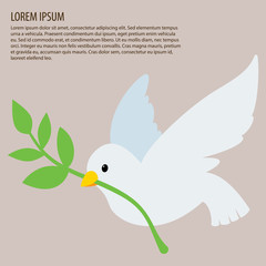 dove of peace with an olive branch vector illustration.