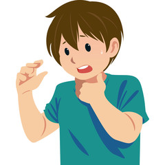 man has a sore throat Medical and healthcare concept.