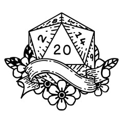 natural twenty D20 dice roll illustration