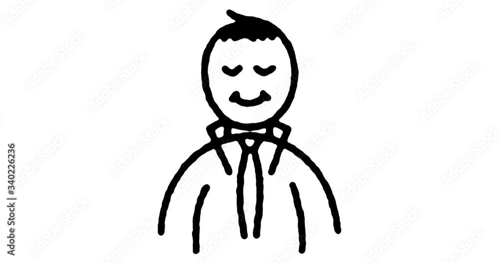 Poster hand drawn line icon animation for groom suit to use as video design element. minimalistic symbol ma