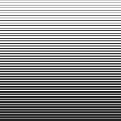 Line halftone pattern with gradient effect. Horizontal lines in black and white. Template for backgrounds and stylized textures. Stock Vector design element.