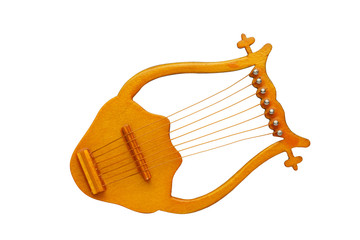 Lyre -  musical instrument .  Isolated on  white background.