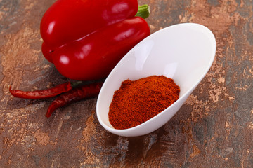 Paprika powder in the bowl
