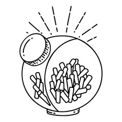 traditional black line work tattoo style jar of candy