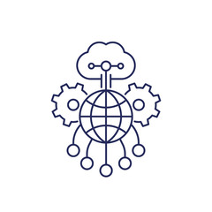 cloud, network line icon with gears