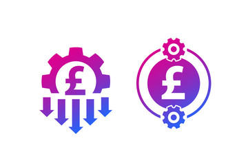 cost reduction icons with pound