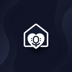 podcast vector logo with mike and heart