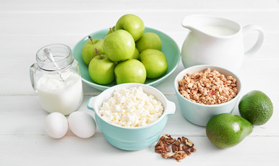 Clean eating healthy cooking ingredients. Food frame. Superfoods concept. Fitness Breakfast.Healthy eating and food, dieting, vegetarian kitchen, cooking concept and weigh loss.Fresh food on table