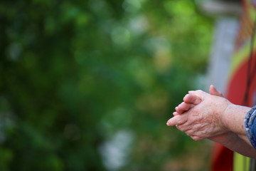 Fototapeta na wymiar hands of elderly woman