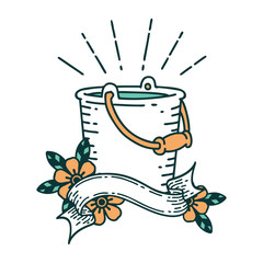 banner with tattoo style bucket of water