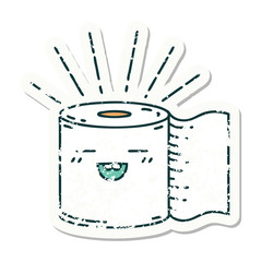 grunge sticker of tattoo style toilet paper character