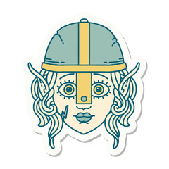 elf fighter character face sticker