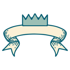 tattoo with banner of a crown