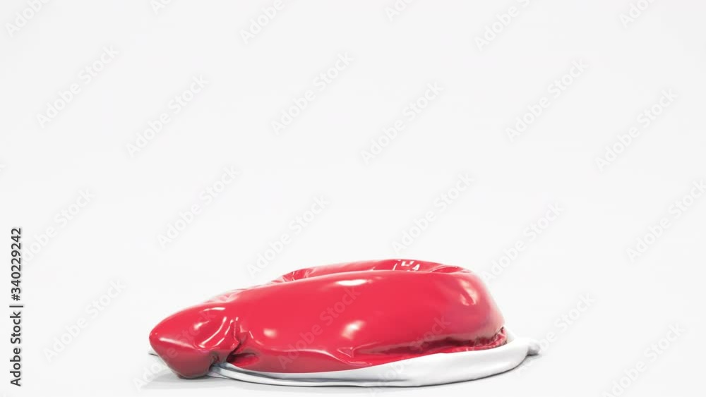 Poster deflating inflatable piggy bank with printed flag of latvia. latvian financial crisis related concep