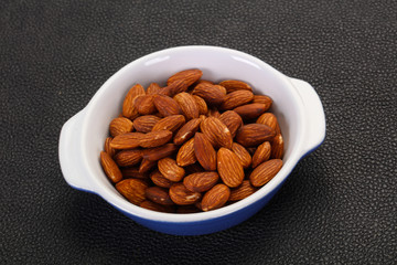 Almonds nuts heap