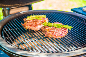 BBQ steak on the grill